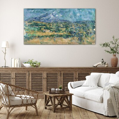 Mountain landscape in pastel colors Glass art print