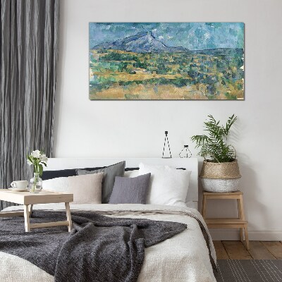 Mountain landscape in pastel colors Glass art print