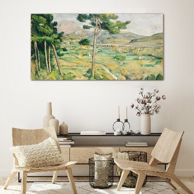 Landscape with trees Glass art print