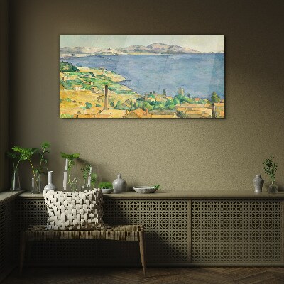 Sea and landscape view Wall art on glass