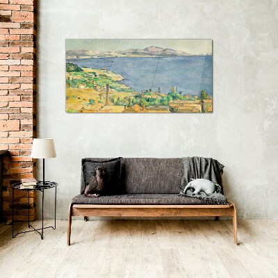Sea and landscape view Wall art on glass