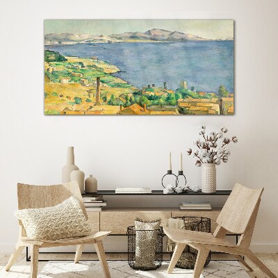 Sea and landscape view Wall art on glass