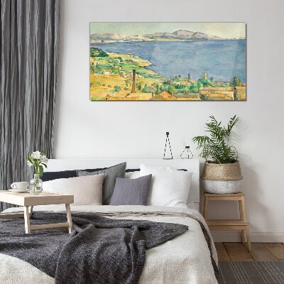 Sea and landscape view Wall art on glass