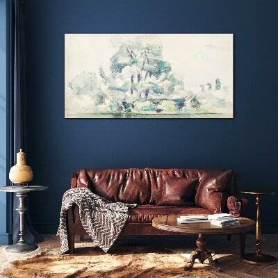 A peaceful landscape in pastel shades Glass art print