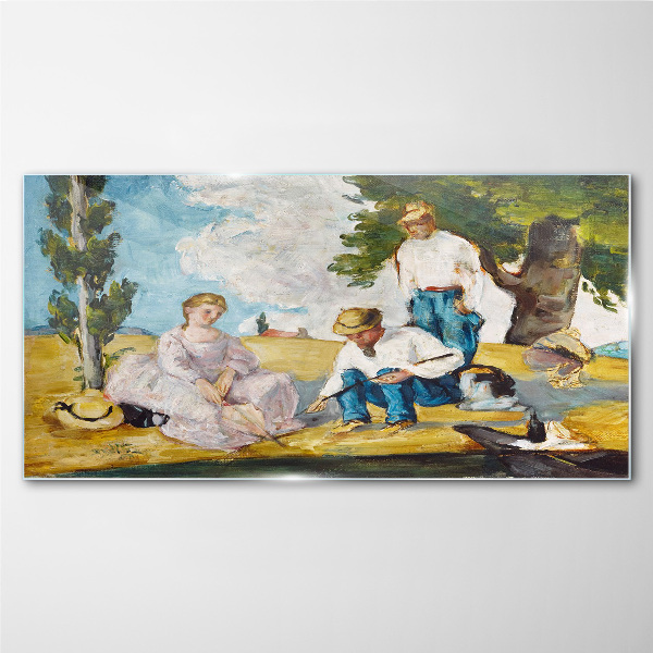 Forest picnic characters Glass Wall Art