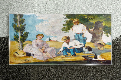Forest picnic characters Glass Wall Art
