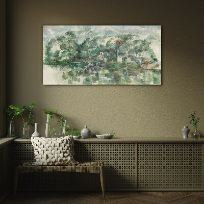 A peaceful landscape by the water Glass art print