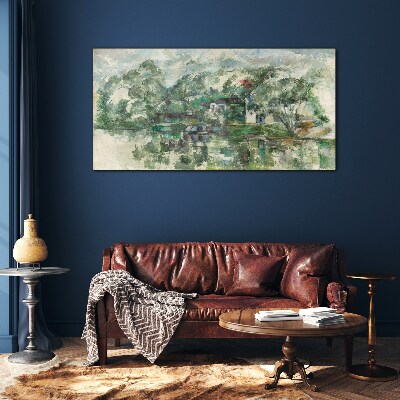 A peaceful landscape by the water Glass art print