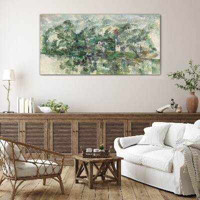 A peaceful landscape by the water Glass art print