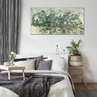 A peaceful landscape by the water Glass art print