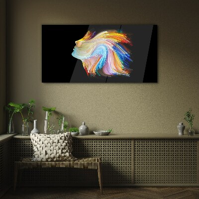 Colorful silhouette in motion Glass art print