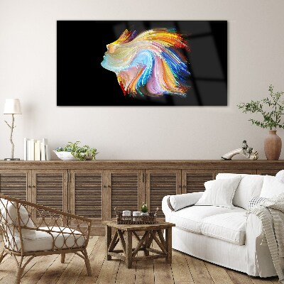 Colorful silhouette in motion Glass art print