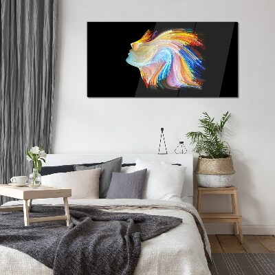 Colorful silhouette in motion Glass art print