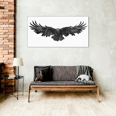 Black Eagle in Flight Wall art on glass