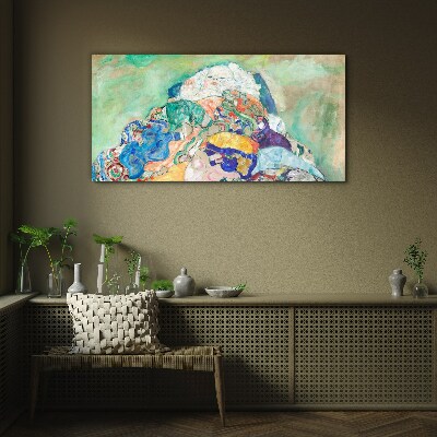 Baby cradle gustav klimt Glass Wall Art