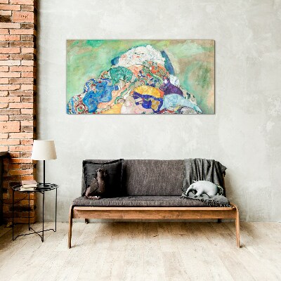 Baby cradle gustav klimt Glass Wall Art