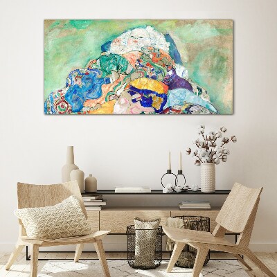 Baby cradle gustav klimt Glass Wall Art