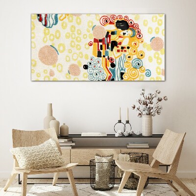 Colored circles and figures Wall art on glass
