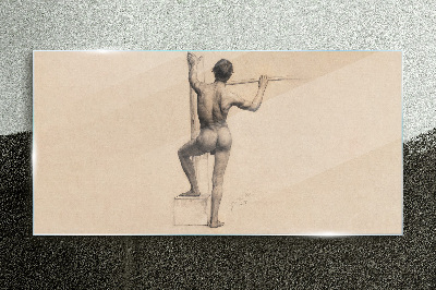 Figure of a man with a spear Glass art print