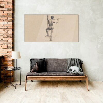 Figure of a man with a spear Glass art print