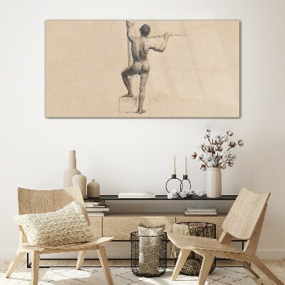 Figure of a man with a spear Glass art print