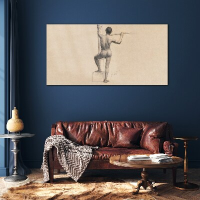 Figure of a man with a spear Glass art print