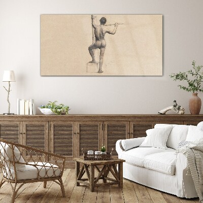 Figure of a man with a spear Glass art print