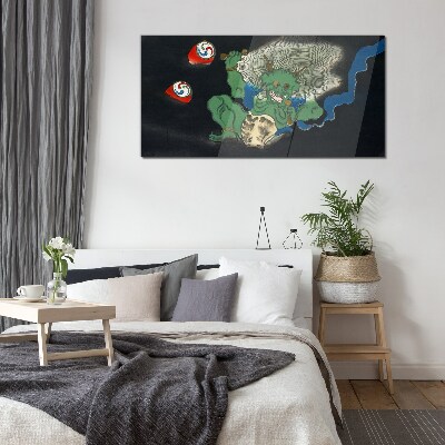 Green demon with a drum Wall art on glass