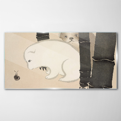 Abstraction asian animals Glass Wall Art