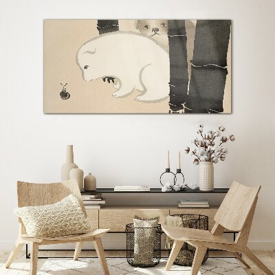 Abstraction asian animals Glass Wall Art