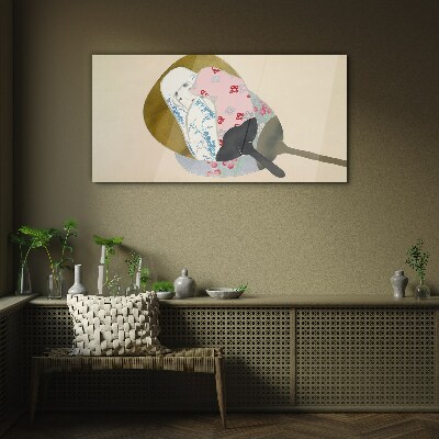 Abstract harmony of shapes and colors Wall art on glass