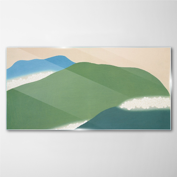 Waves and hills in harmony Wall art on glass