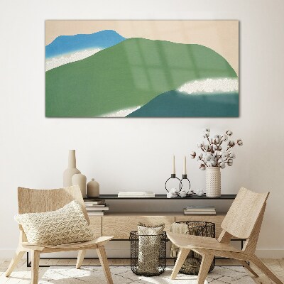 Waves and hills in harmony Wall art on glass