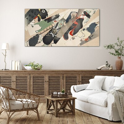 Dancing animals in motion Glass art print