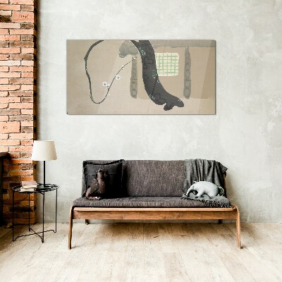 Green branch in minimalist style Glass art print