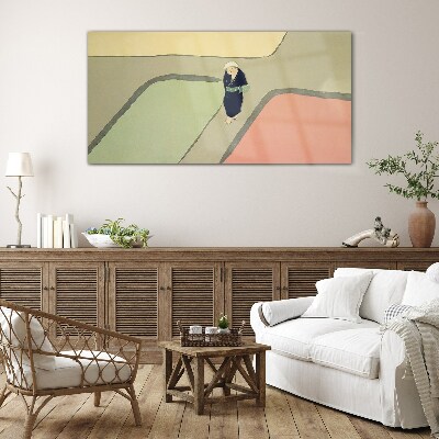 A walk through the colorful intersection Wall art on glass