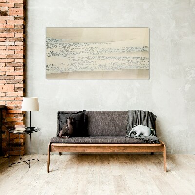 Waves on a calm background Wall art on glass