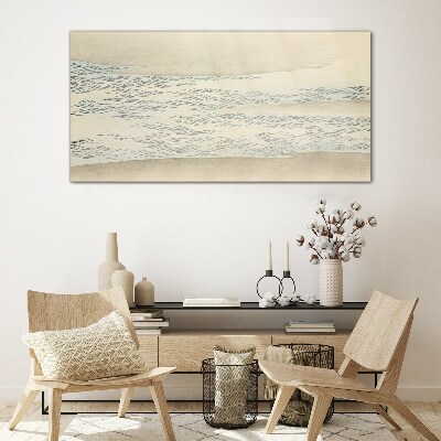Waves on a calm background Wall art on glass