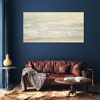 Waves on a calm background Wall art on glass
