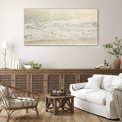 Waves on a calm background Wall art on glass