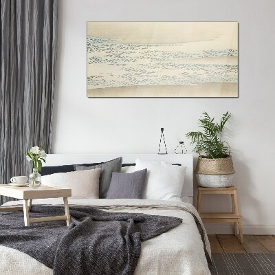 Waves on a calm background Wall art on glass