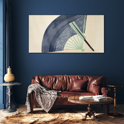 Wave and fan Wall art on glass