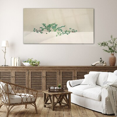 Delicate plants on a neutral background Glass art print