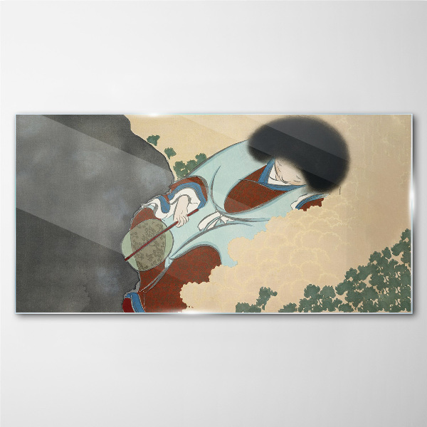 Winter walk in traditional style Glass art print