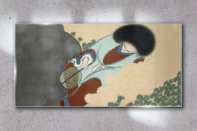 Winter walk in traditional style Glass art print