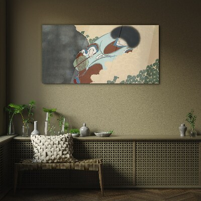 Winter walk in traditional style Glass art print