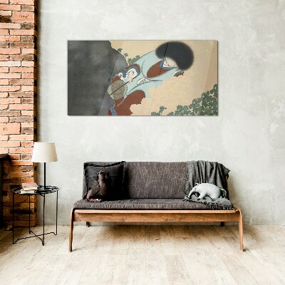 Winter walk in traditional style Glass art print