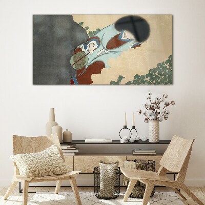 Winter walk in traditional style Glass art print