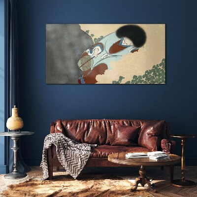 Winter walk in traditional style Glass art print