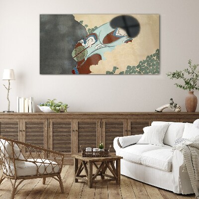 Winter walk in traditional style Glass art print